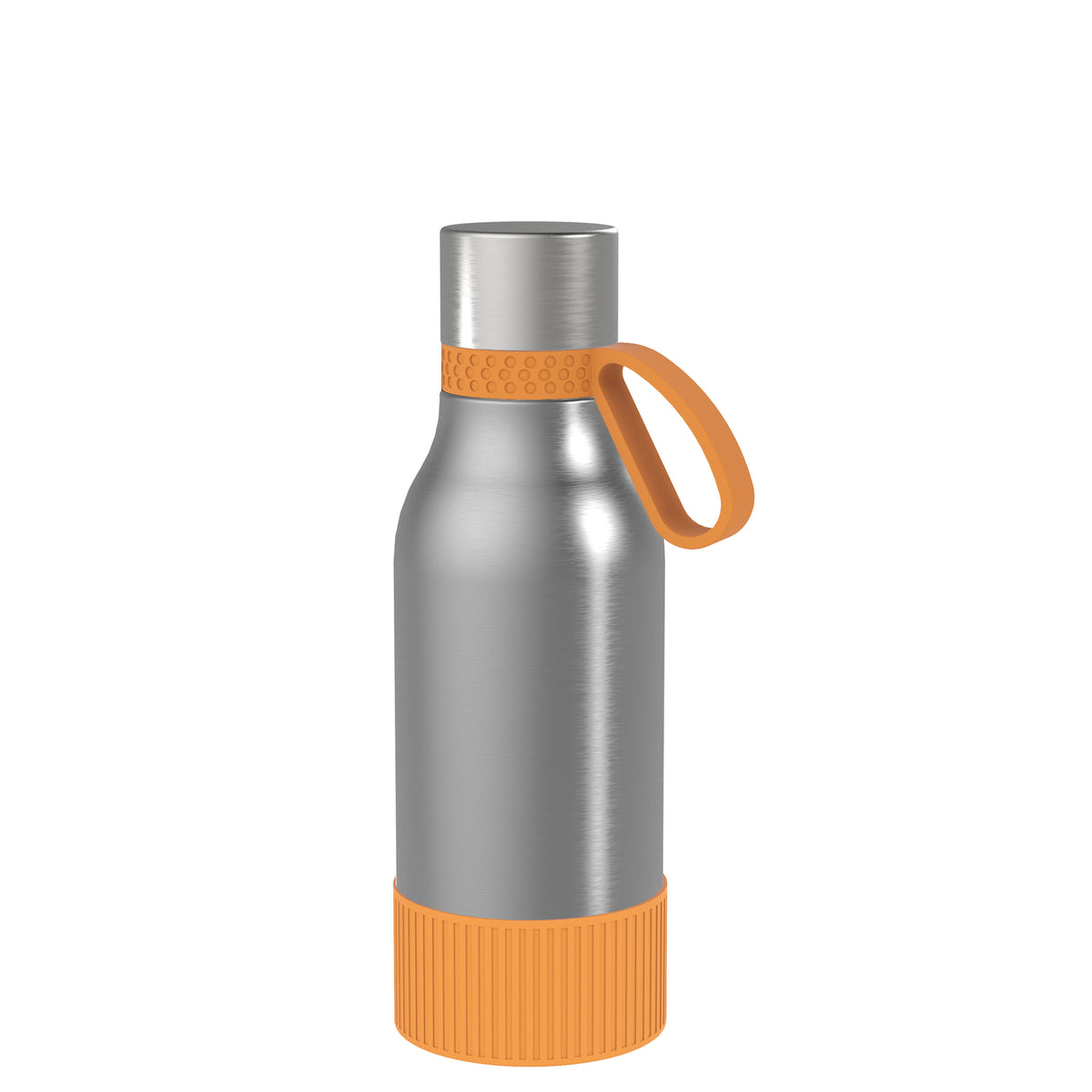 Flasche: silber, Ring: orange, Hülle: orange