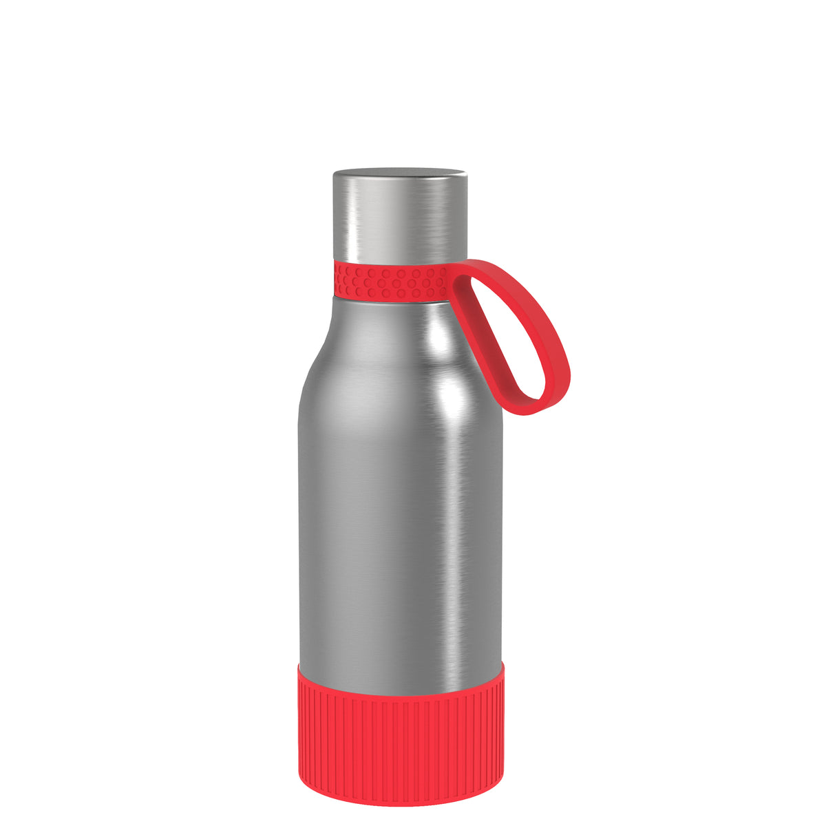 Flasche: silber, Ring: rot, Hülle: rot