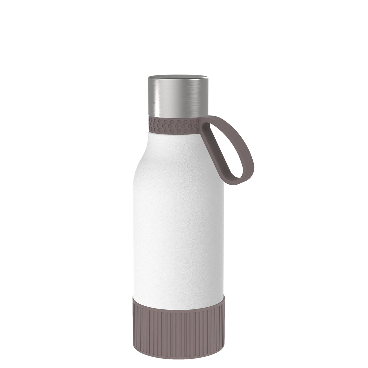 Flasche: weiß, Ring: braun, Hülle: braun
