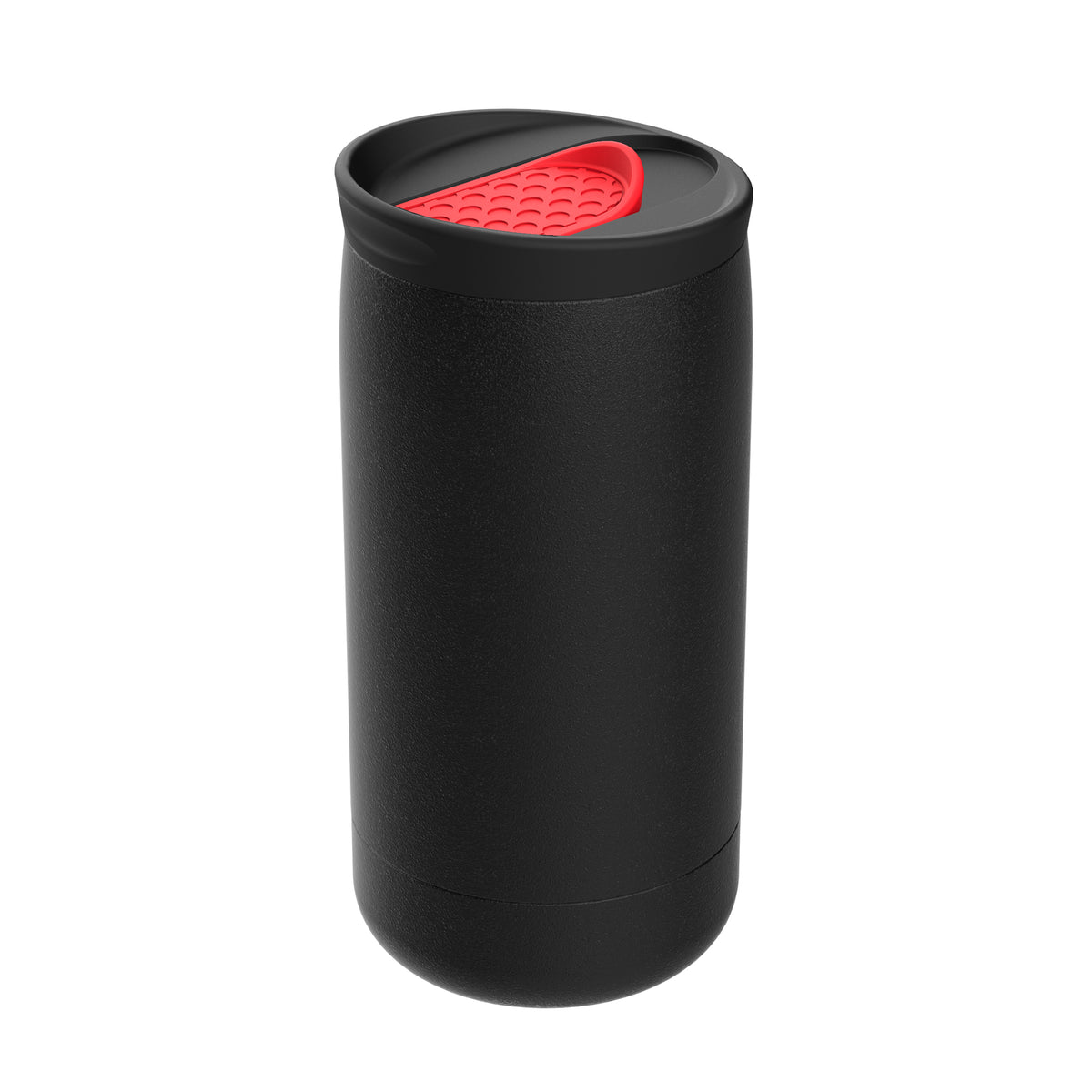 Becher: schwarz, Deckel: rot