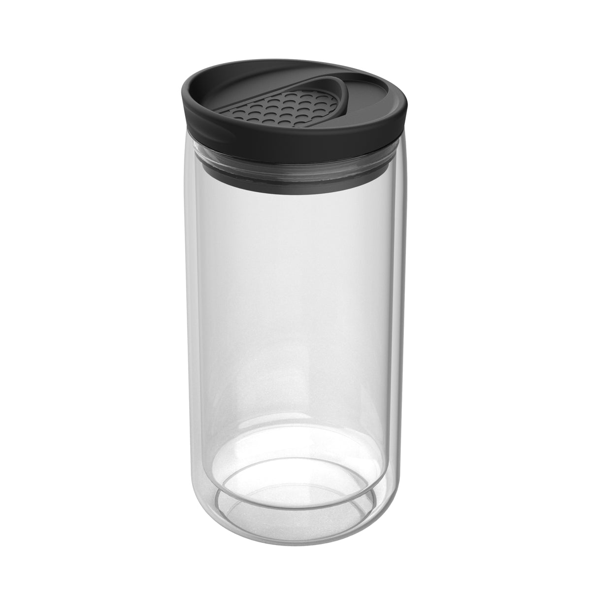 Becher: transparent, Deckel: schwarz