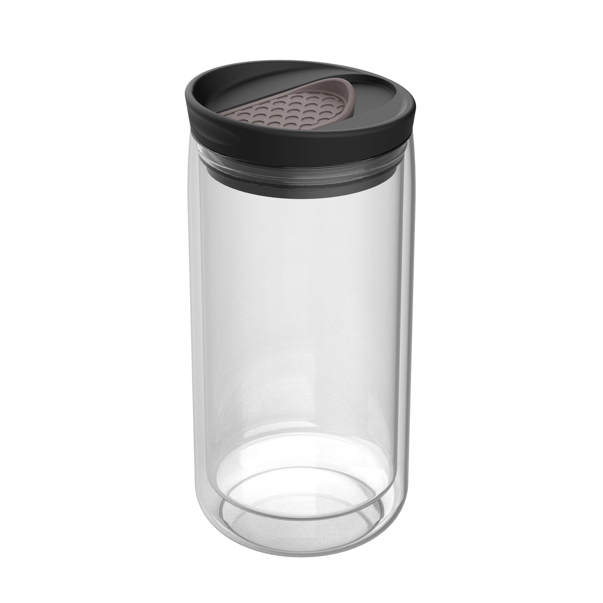 Becher: transparent, Deckel: braun