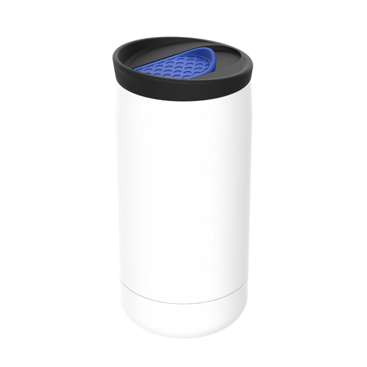 Becher: weiß, Deckel: blau