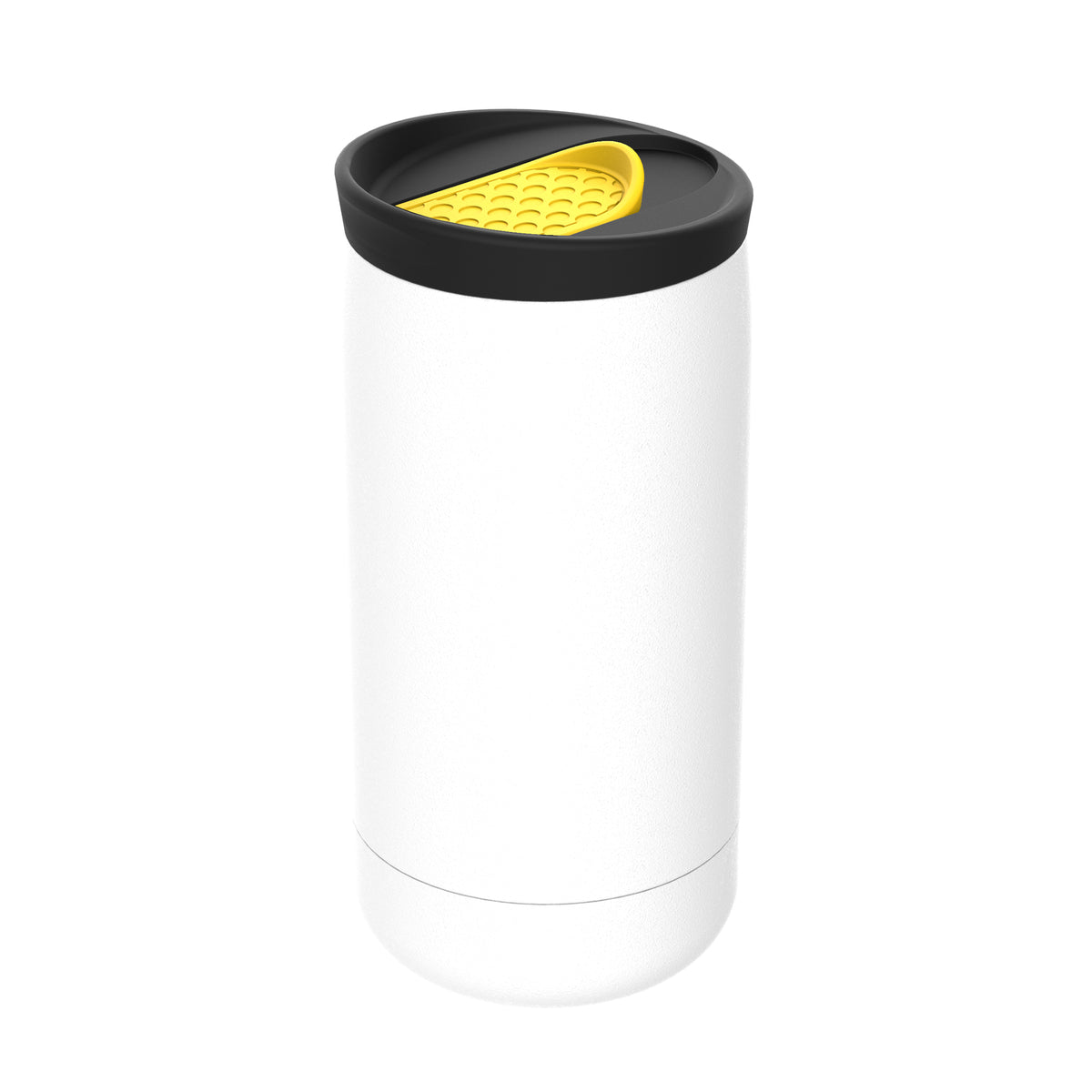 Becher: weiß, Deckel: gelb