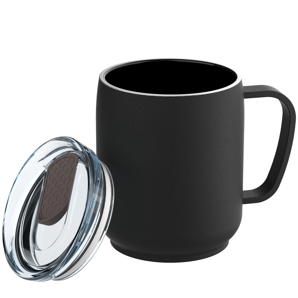 Becher: schwarz, Deckel: braun
