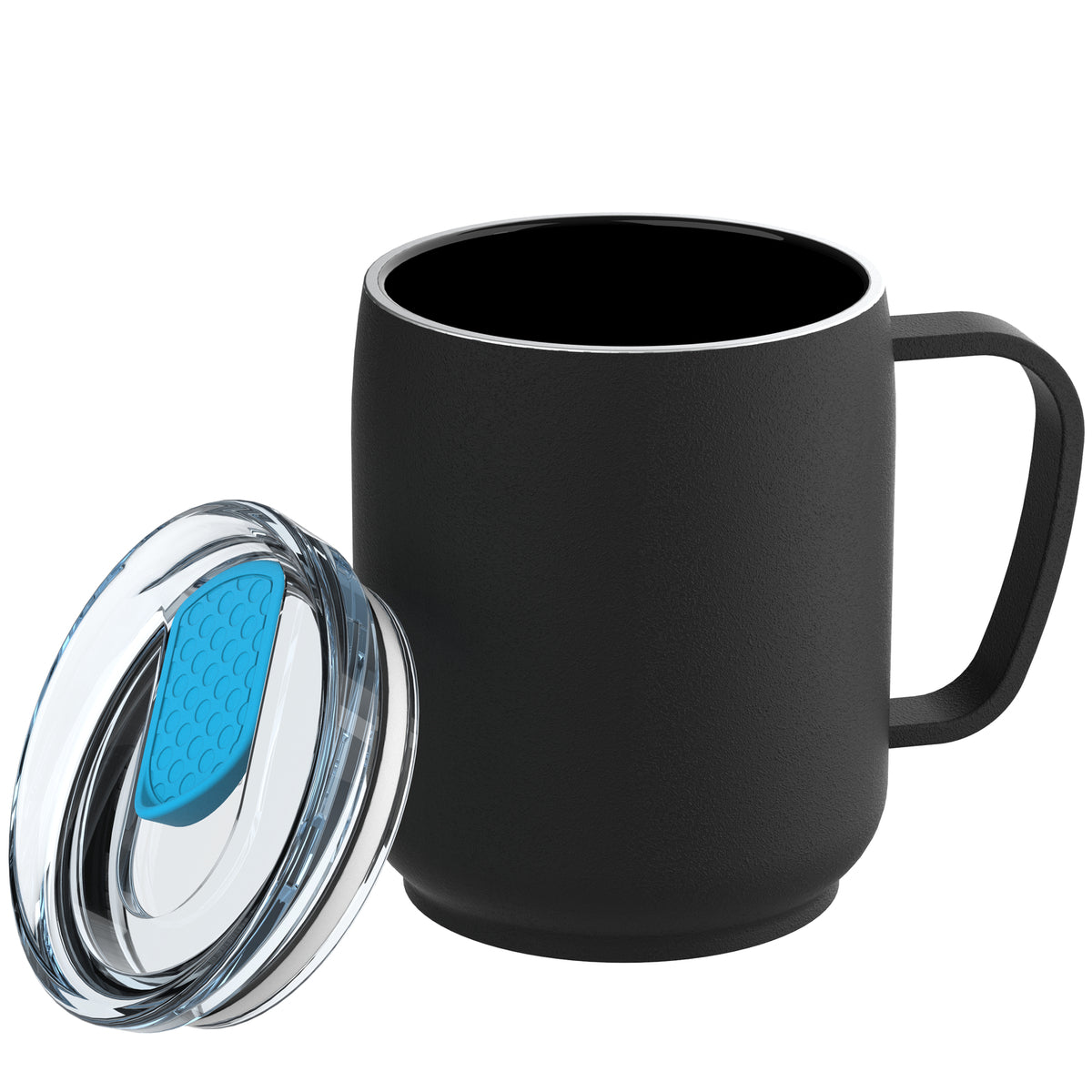 Becher: schwarz, Deckel: cyan