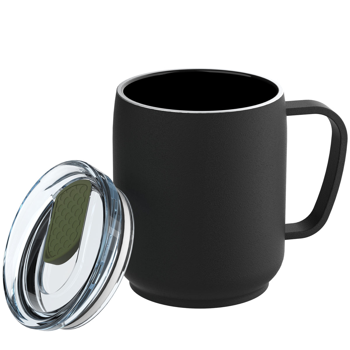 Becher: schwarz, Deckel: olivgrün