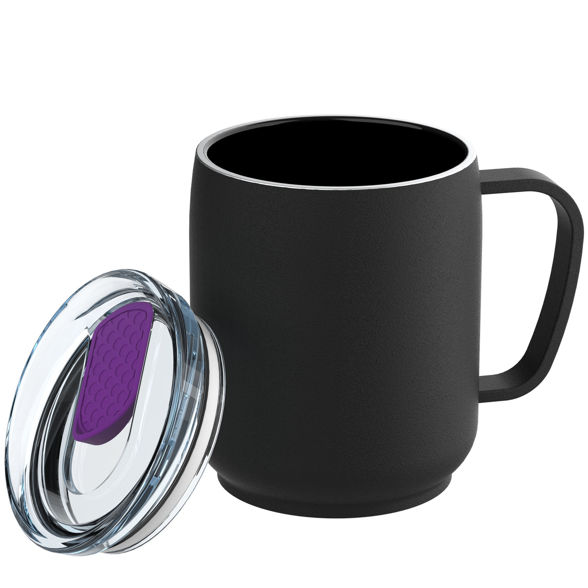 Becher: schwarz, Deckel: lila