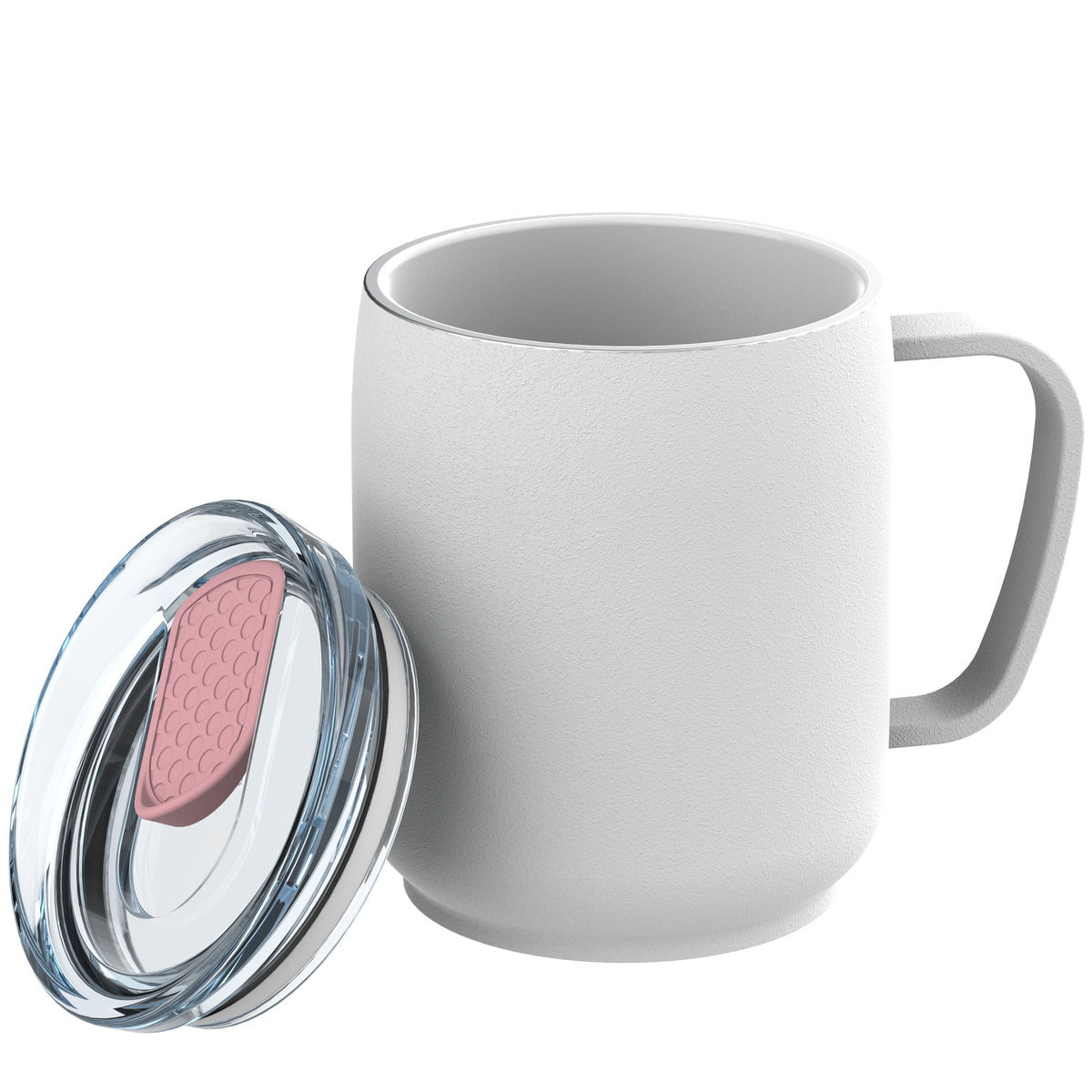 Becher: weiß, Deckel: hellmagenta