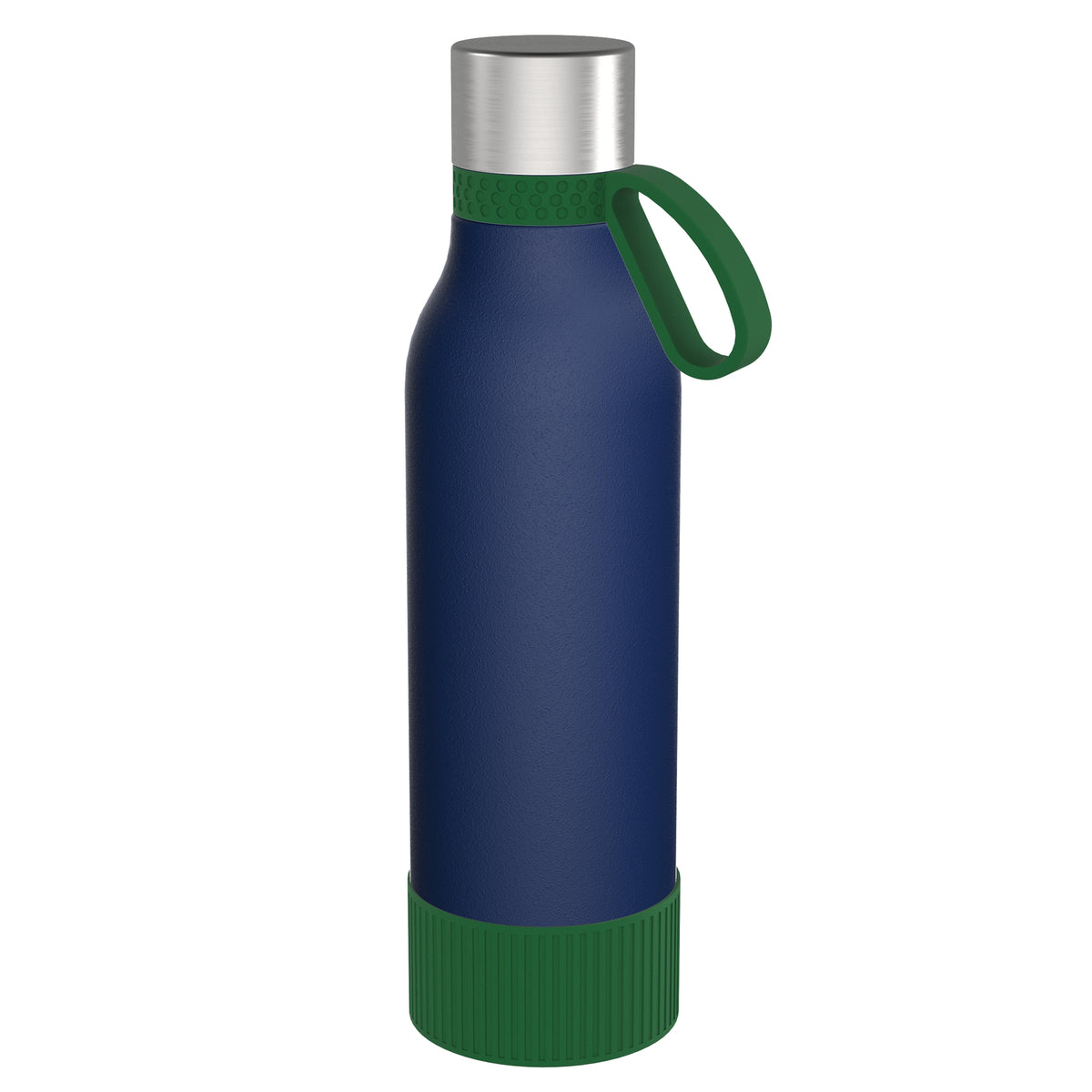 Flasche: blau, Ring: grün, Hülle: grün
