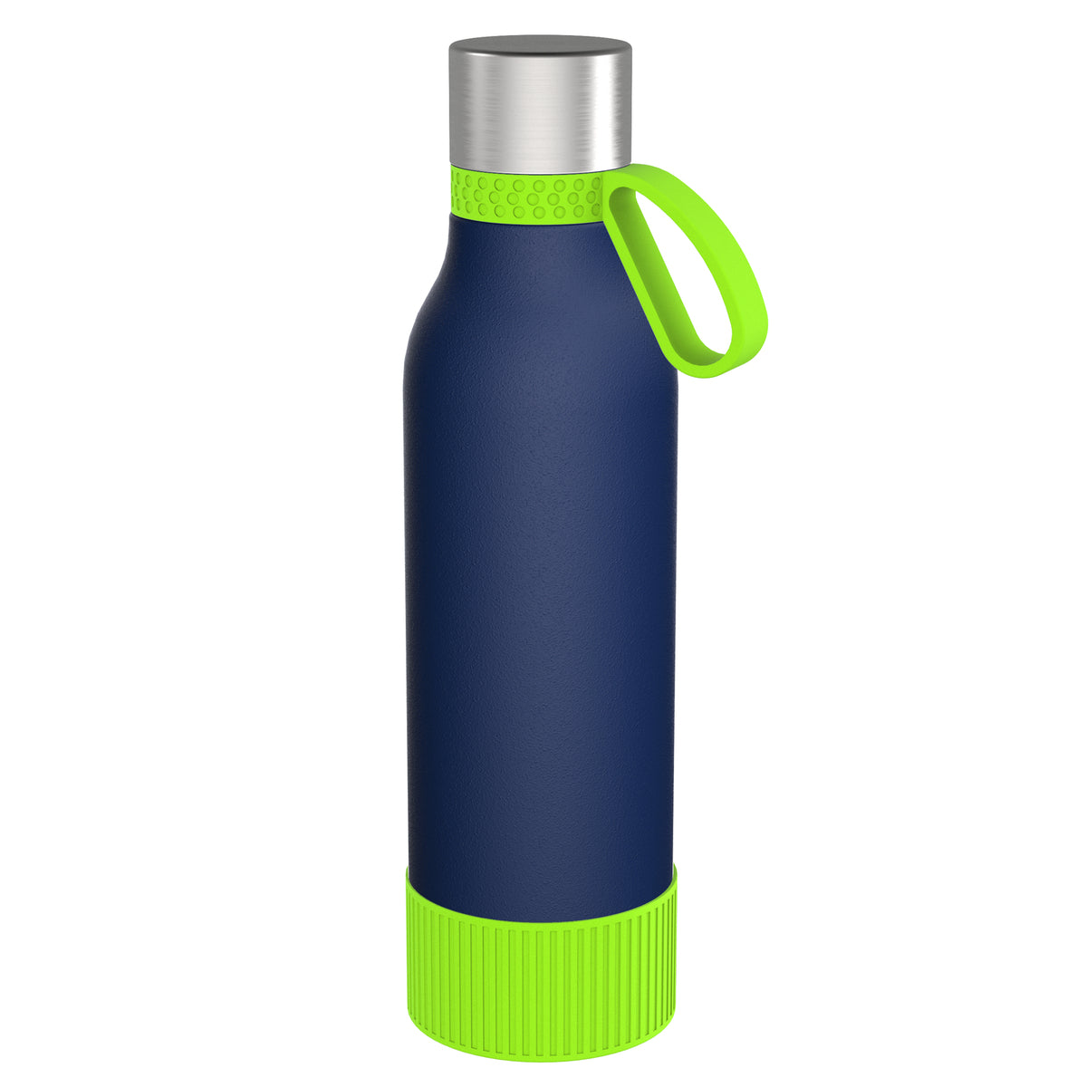 Flasche: blau, Ring: hellgrün, Hülle: hellgrün