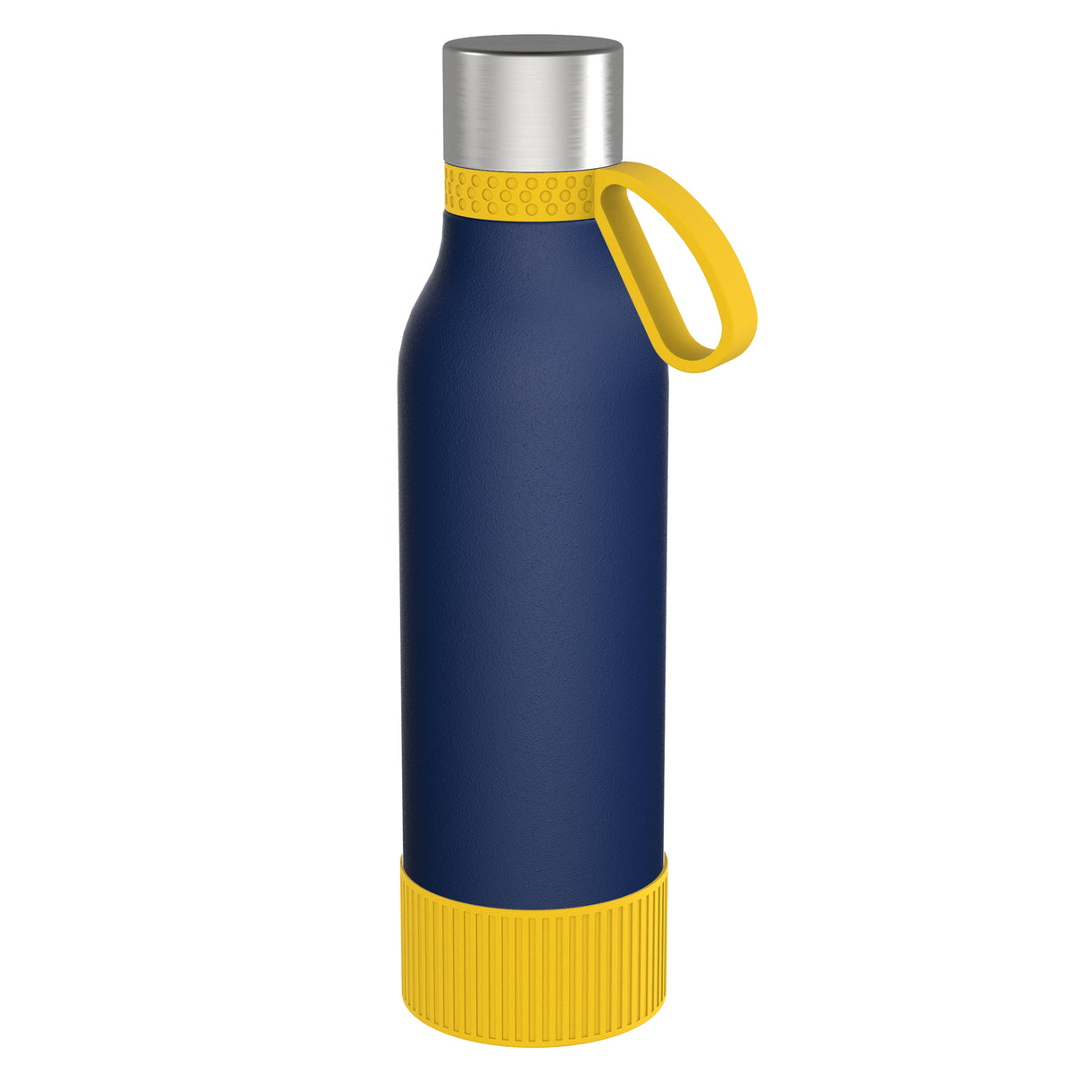 Flasche: blau, Ring: gelb, Hülle: gelb