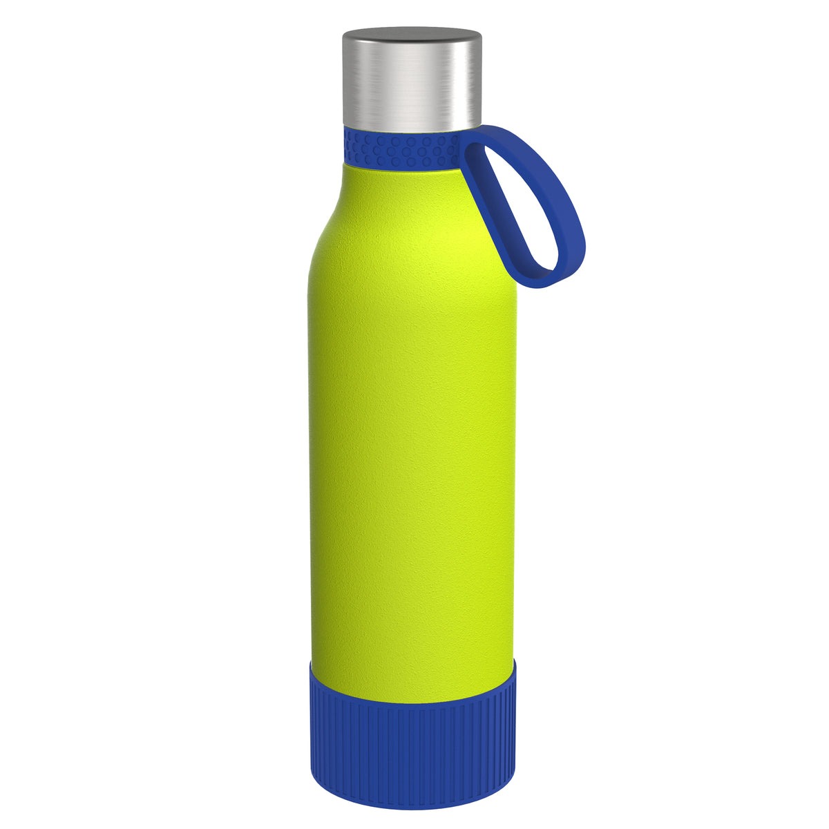 Flasche: grün, Ring: blau, Hülle: blau