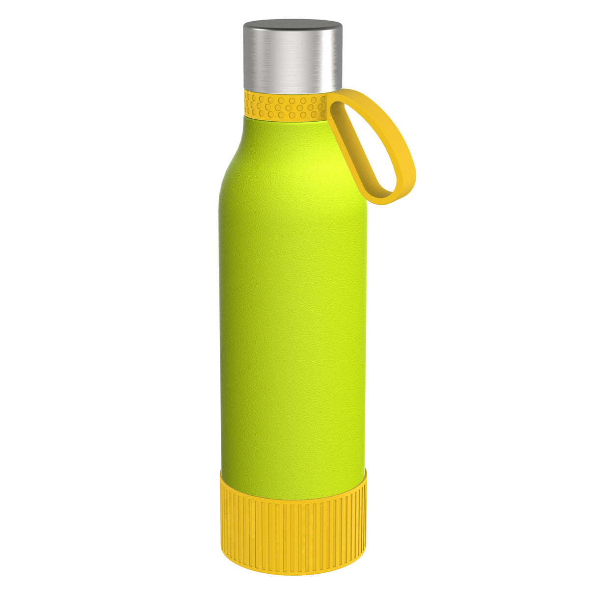Flasche: grün, Ring: gelb, Hülle: gelb