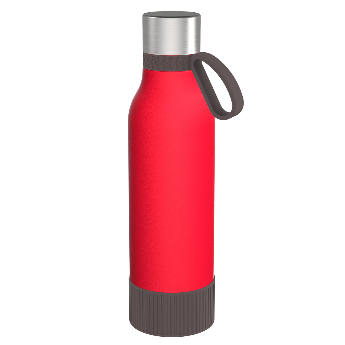Flasche: rot, Ring: braun, Hülle: braun
