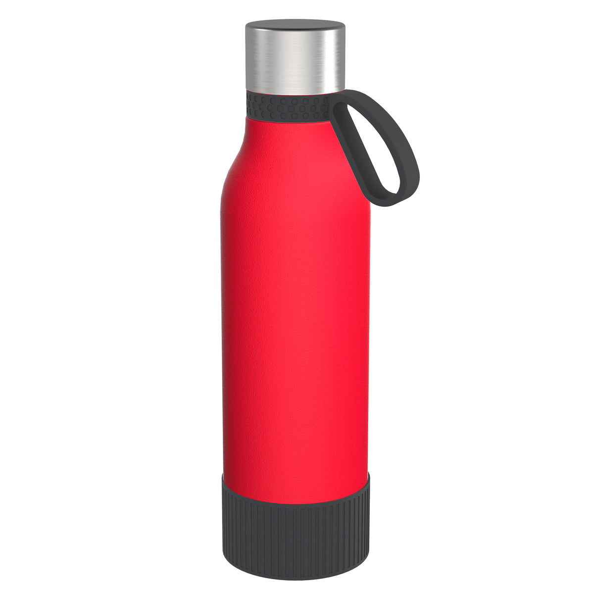 Flasche: rot, Ring: dunkelgrau, Hülle: dunkelgrau