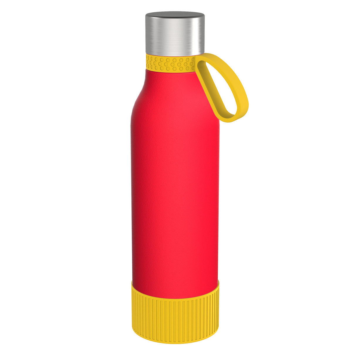 Flasche: rot, Ring: gelb, Hülle: gelb