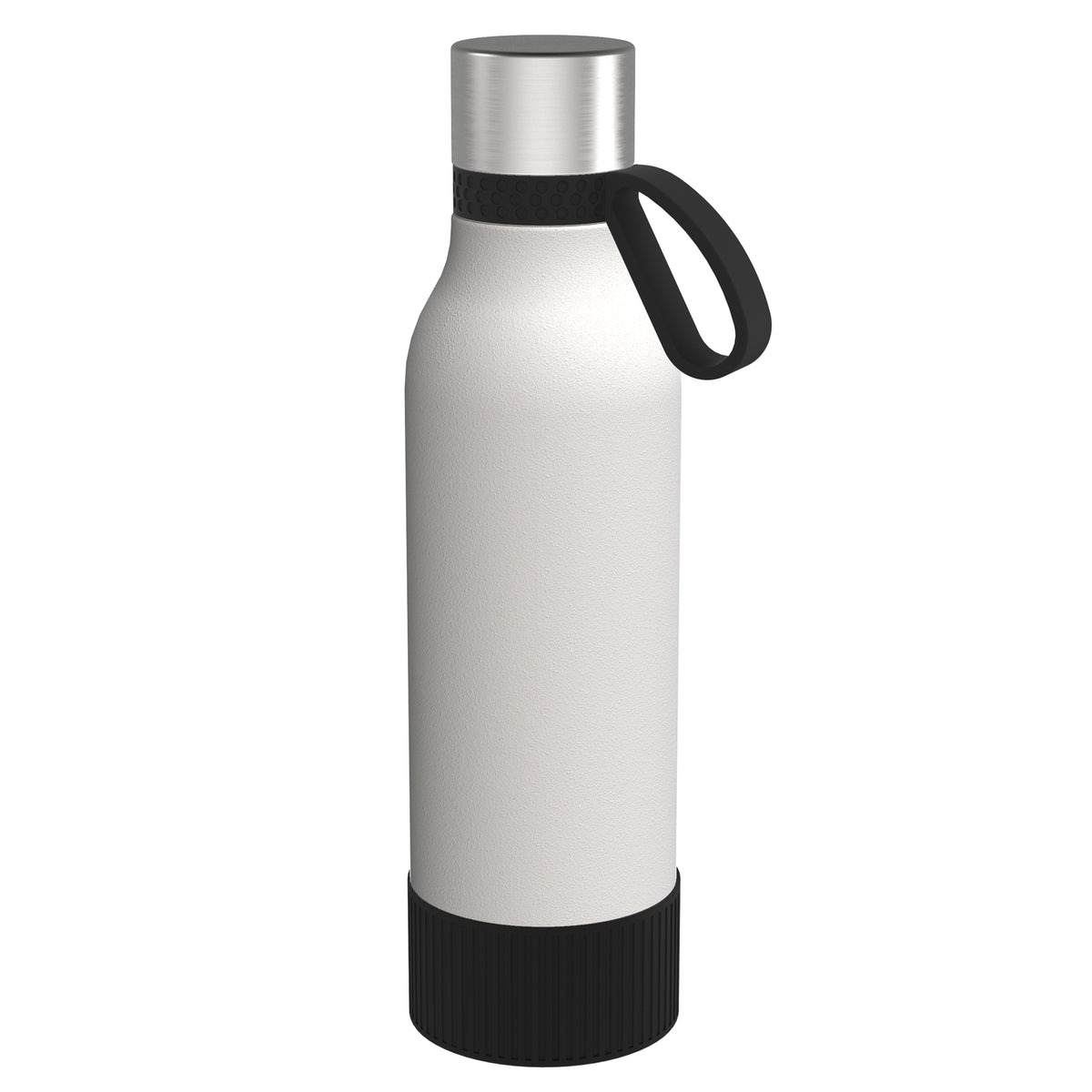 Flasche: weiß, Ring: schwarz, Hülle: schwarz
