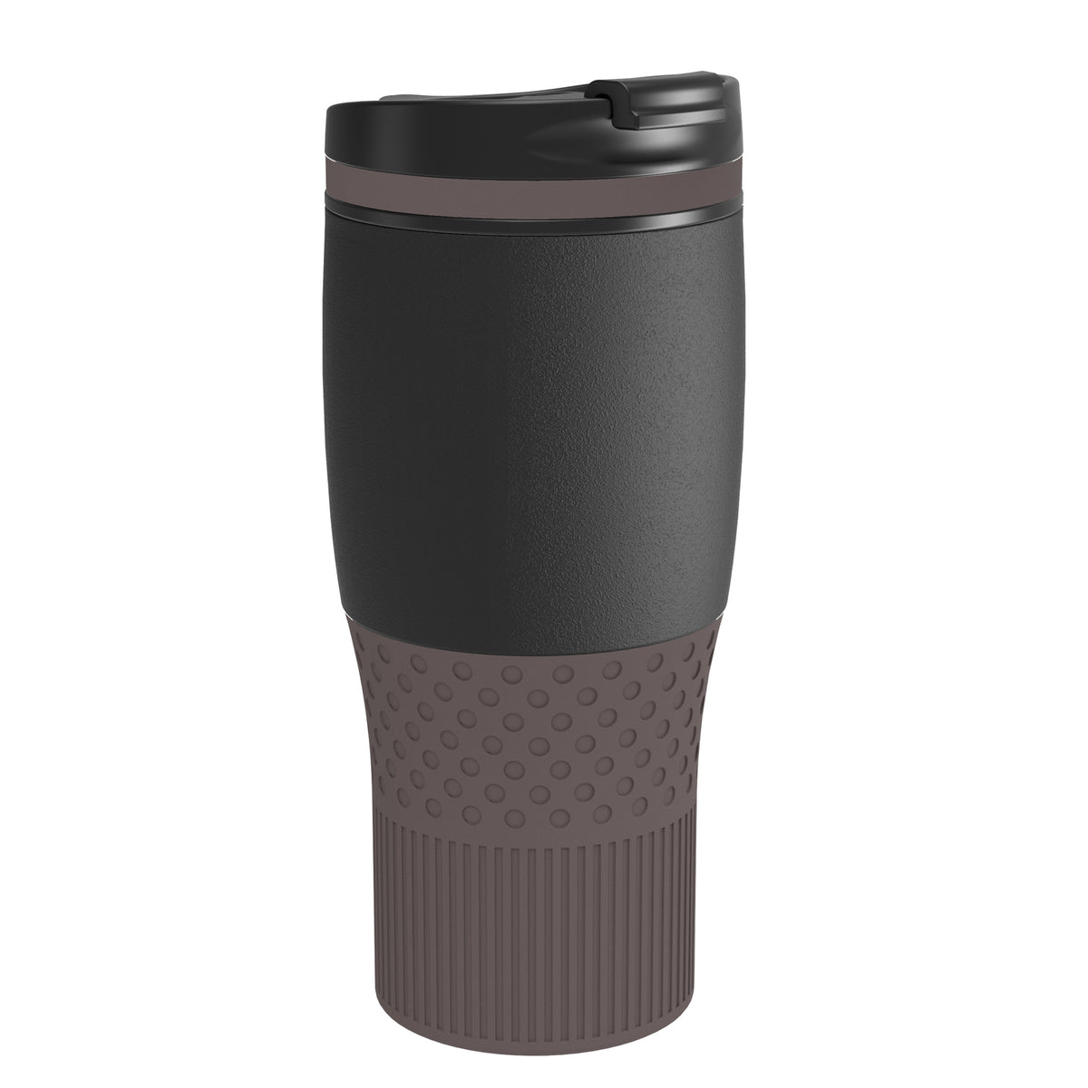 Becher: schwarz, Ring: braun, Hülle: braun