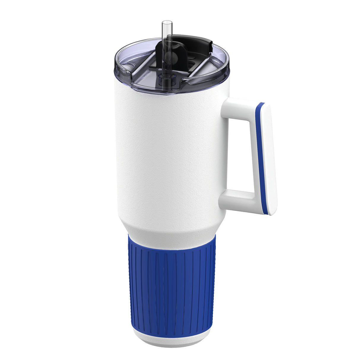 Becher: weiß, Ring: blau, Hülle: blau