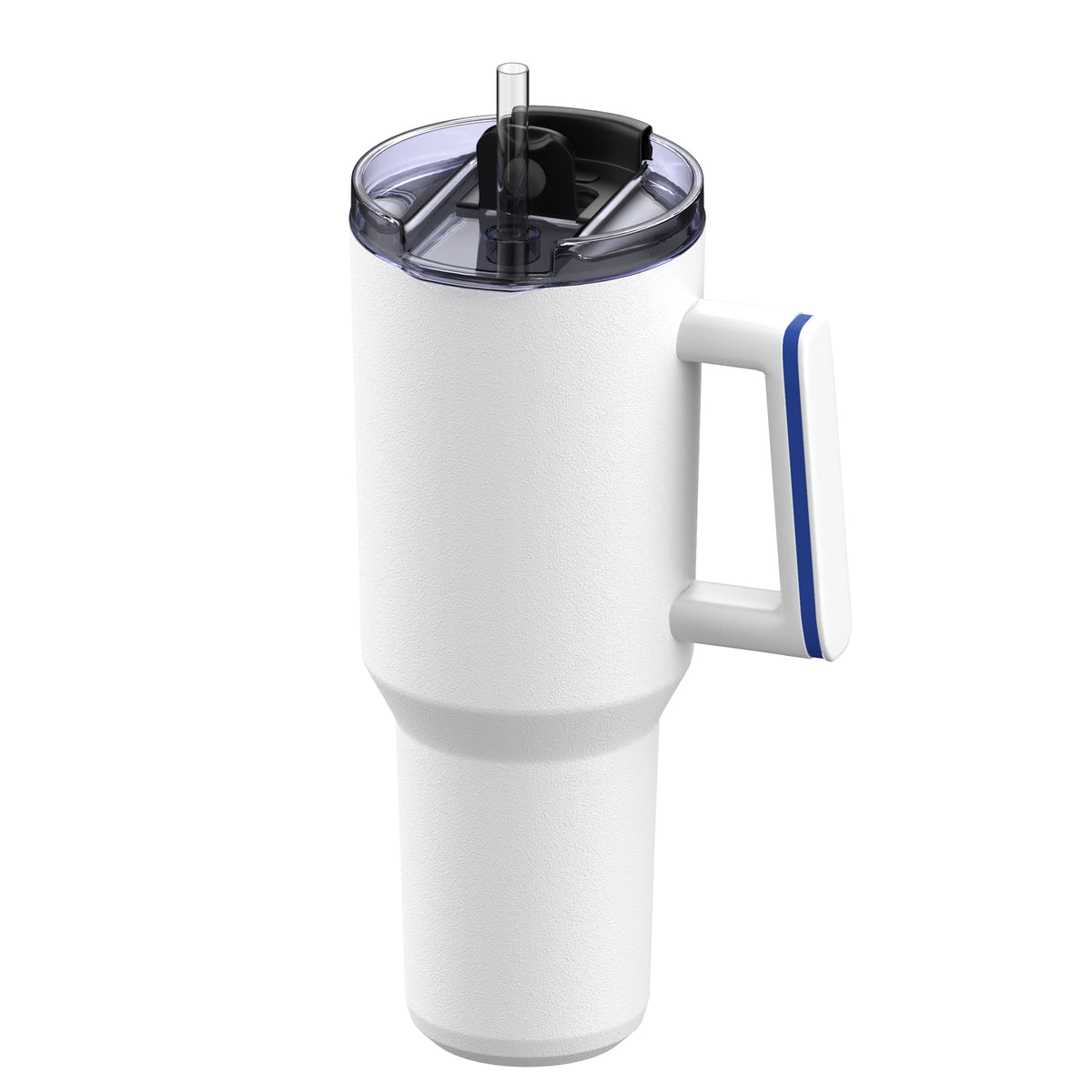 Becher: weiß, Ring: blau