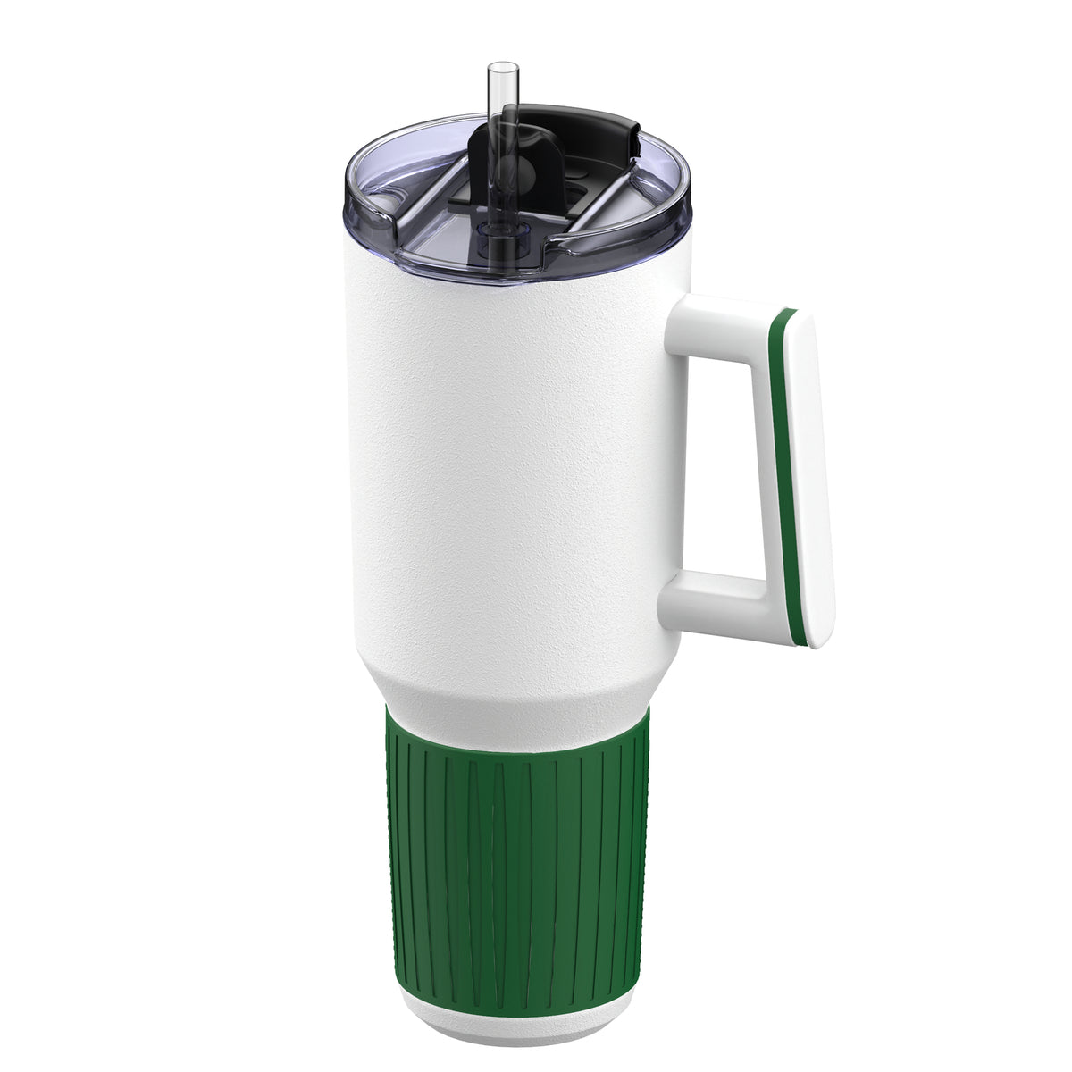 Becher: weiß, Ring: grün, Hülle: grün