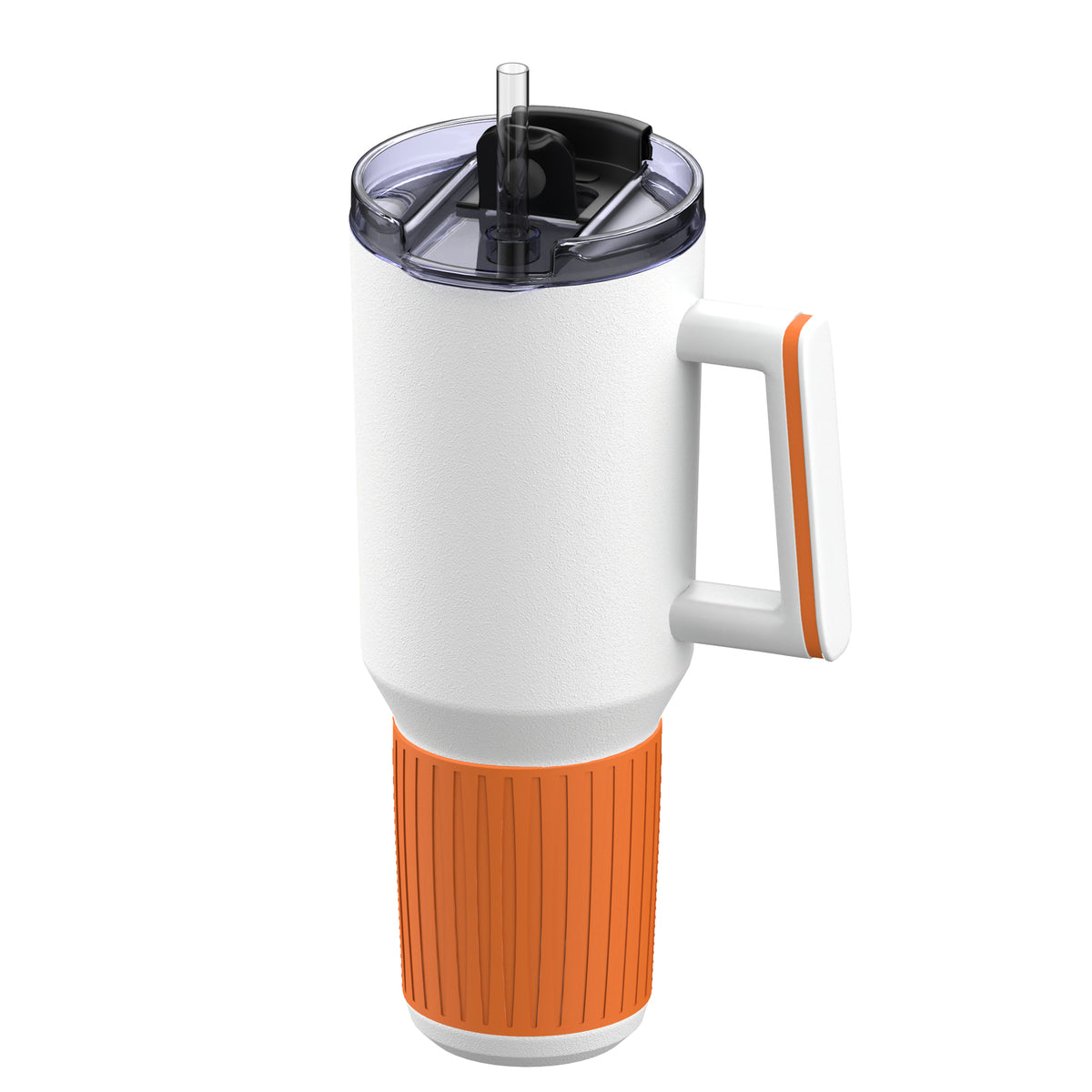 Becher: weiß, Ring: orange, Hülle: orange