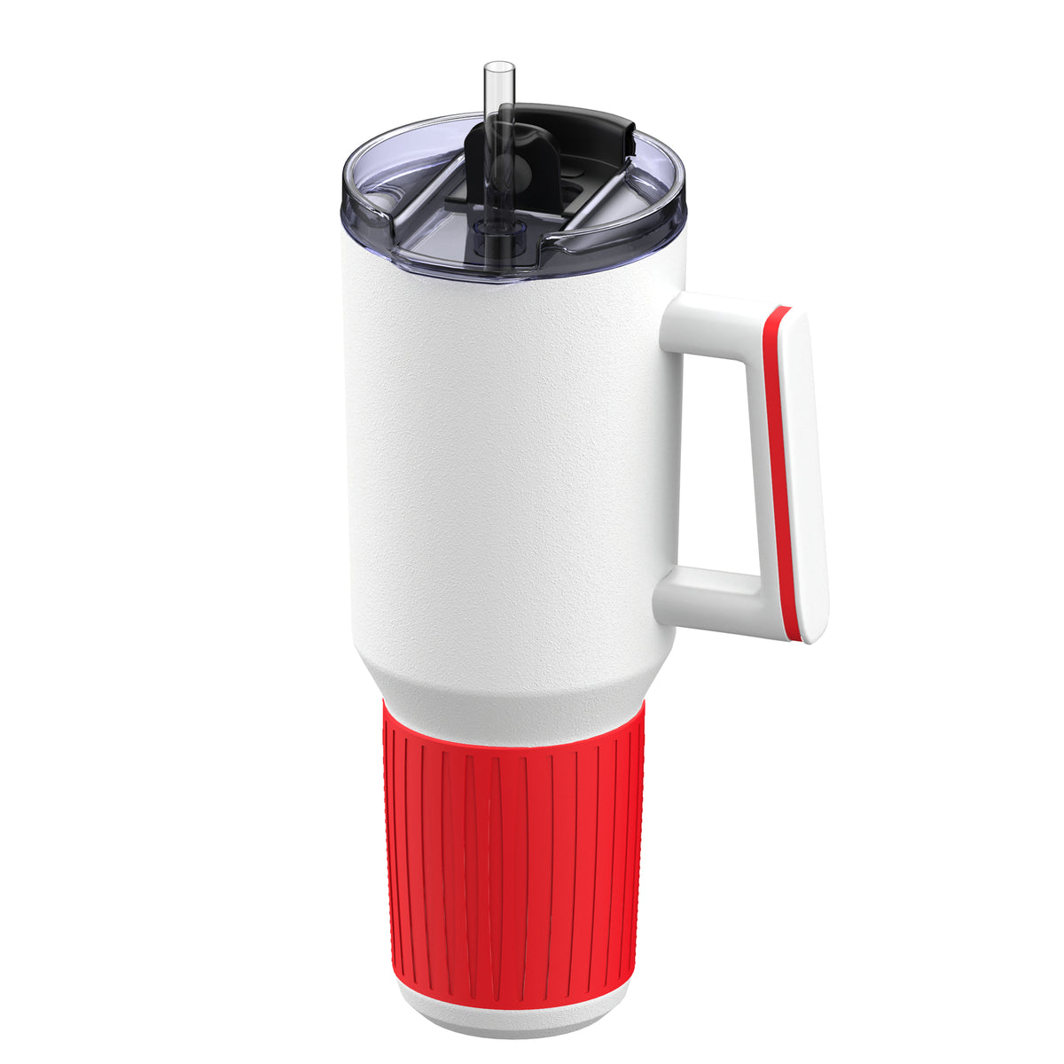 Becher: weiß, Ring: rot, Hülle: rot