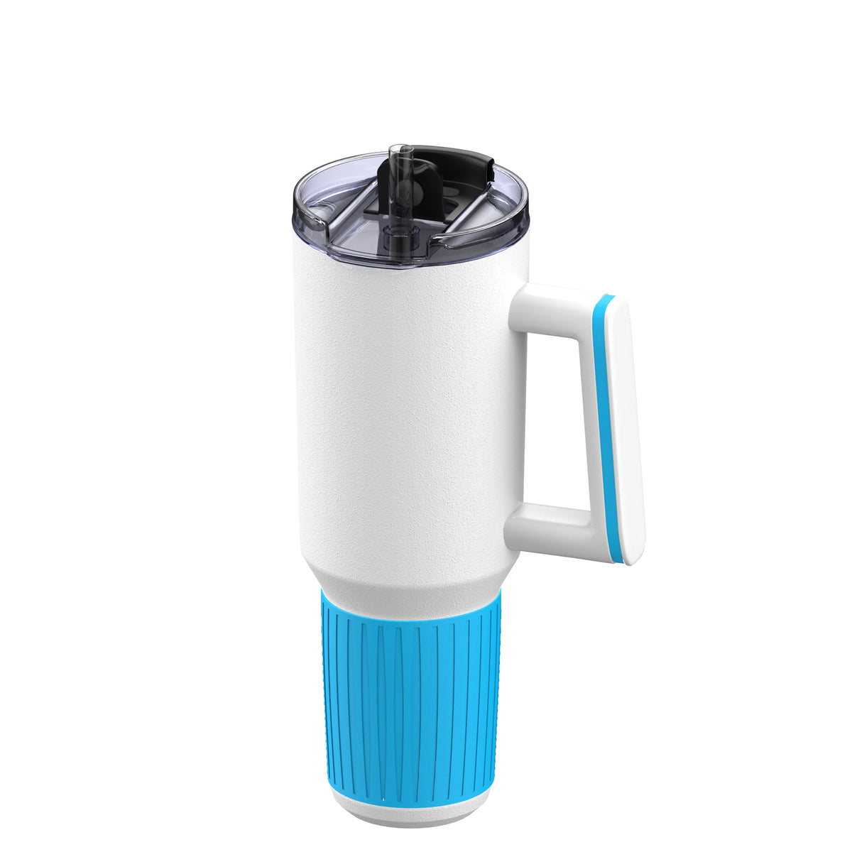 Becher: weiß, Ring: cyan, Hülle: cyan