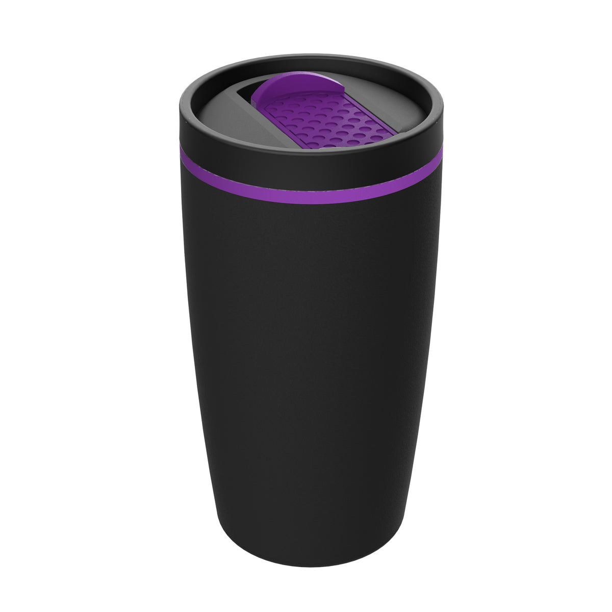 Becher: schwarz, Hülle: lila, Ring: lila