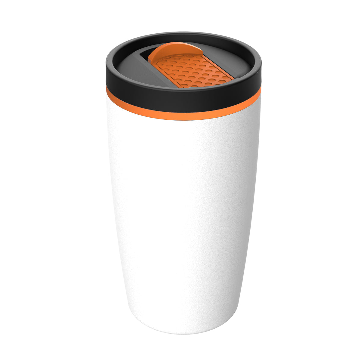 Becher: weiß, Hülle: orange, Ring: orange