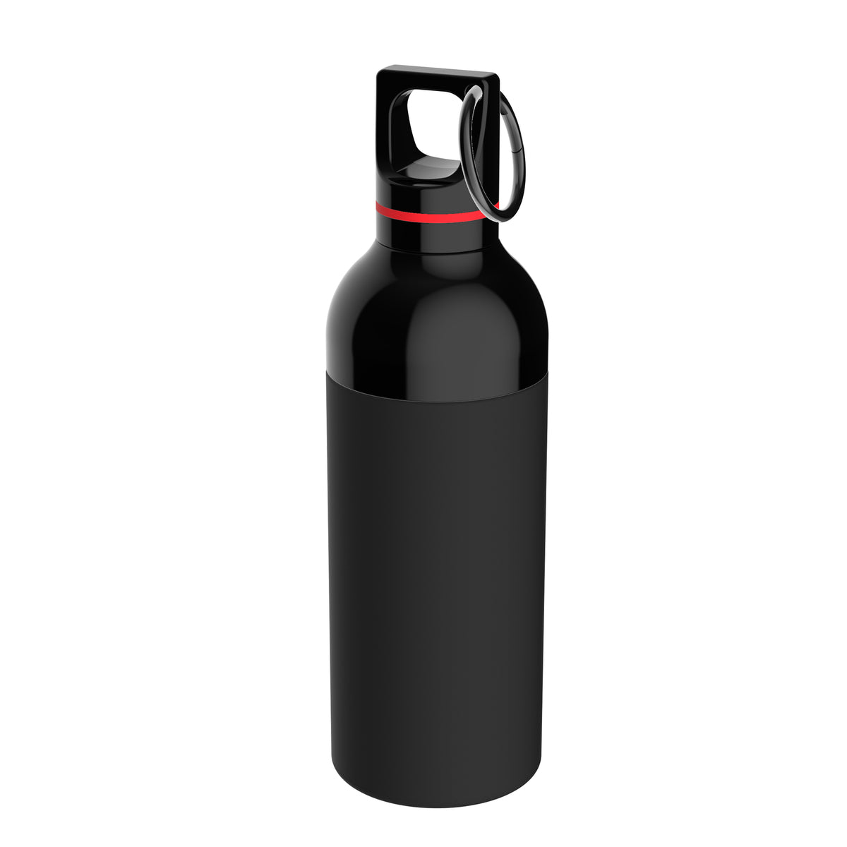 Flasche: schwarz, Ring: rot