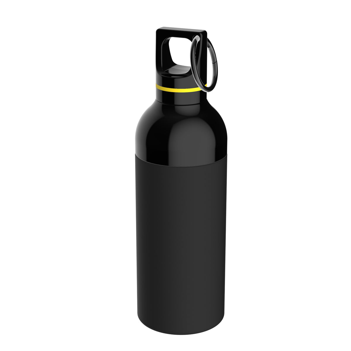 Flasche: schwarz, Ring: gelb