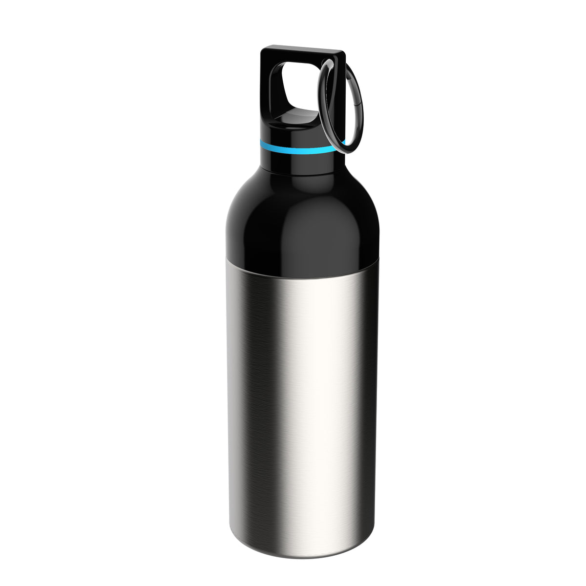 Flasche: silber, Ring: cyan