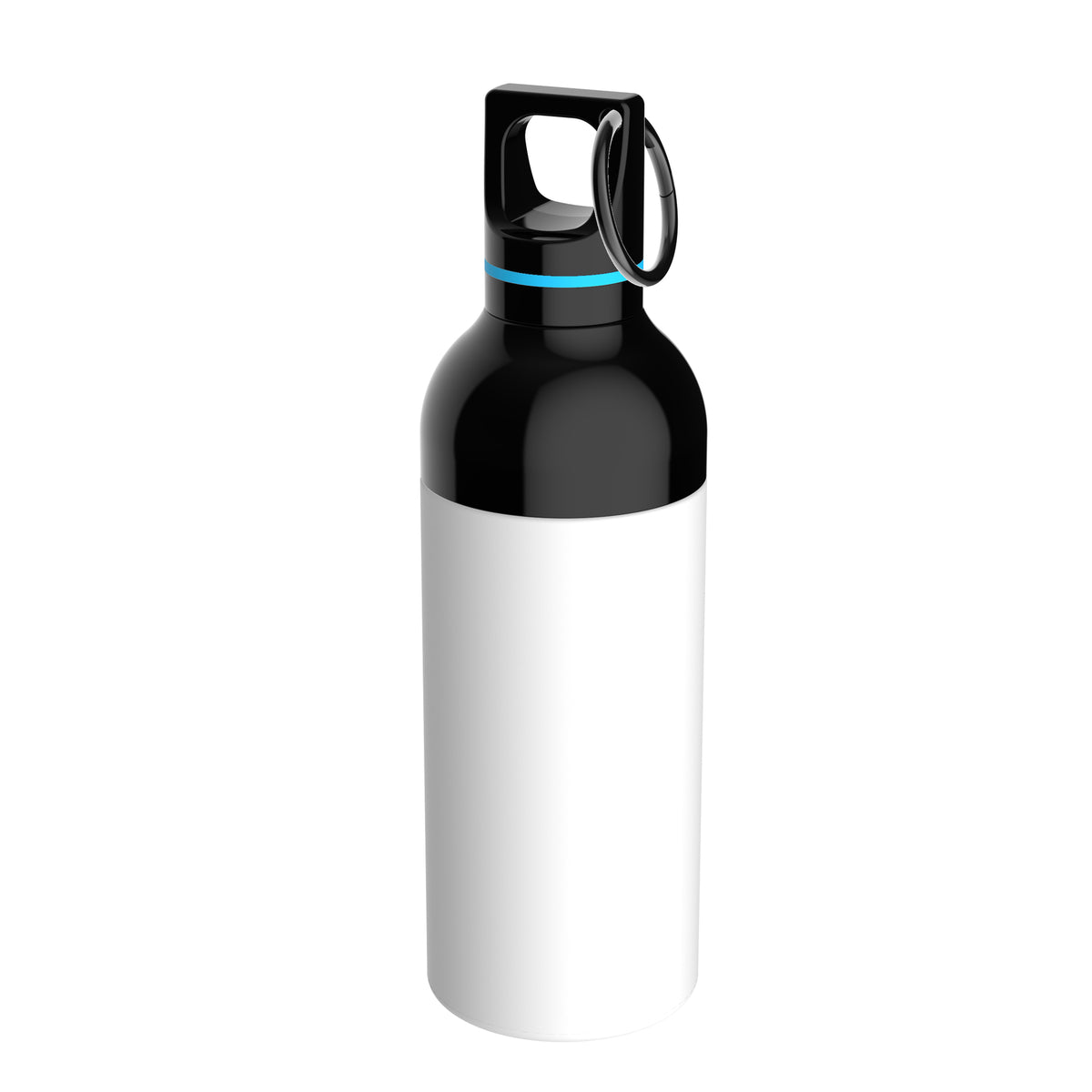 Flasche: weiß, Ring: cyan