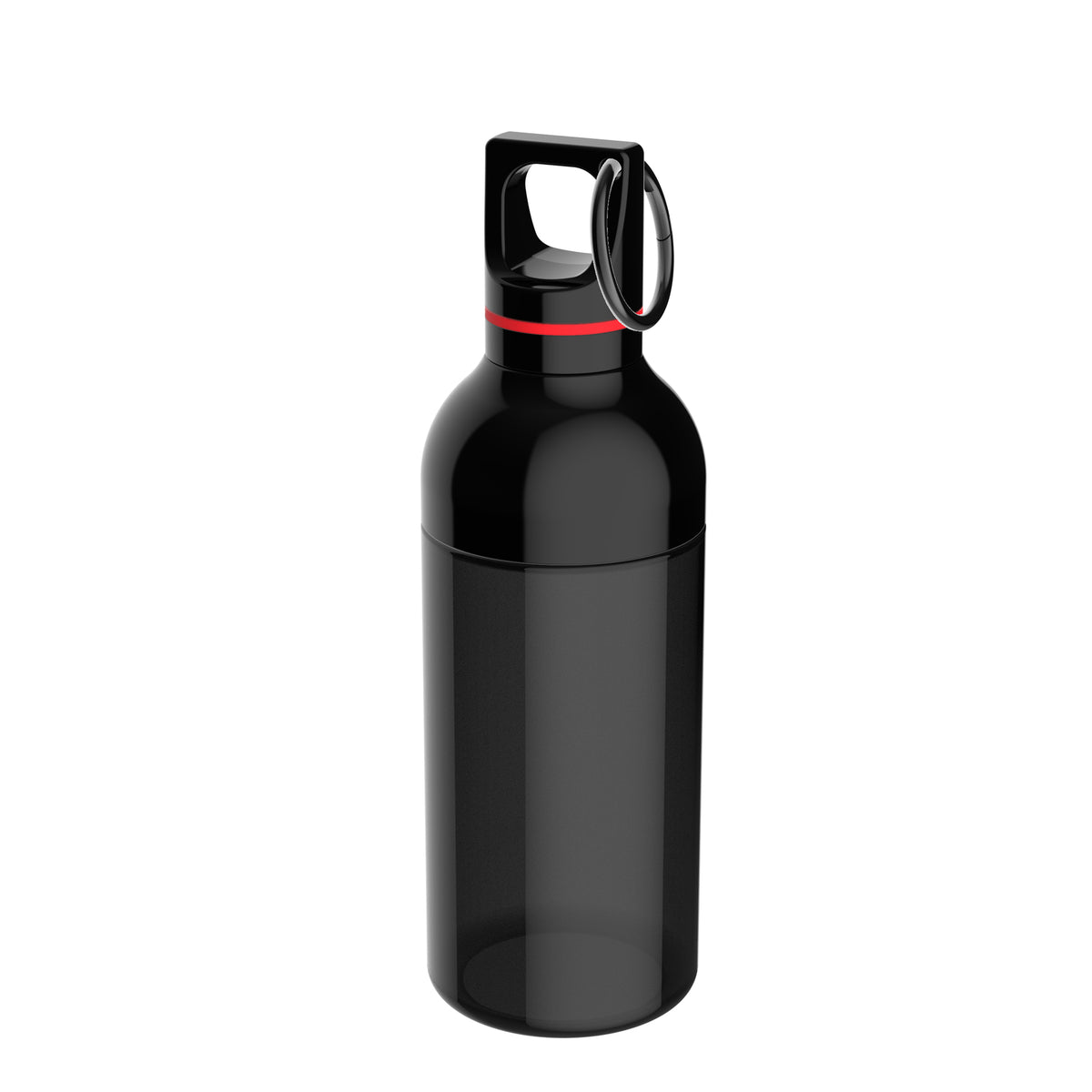 Flasche: schwarz, Ring: rot