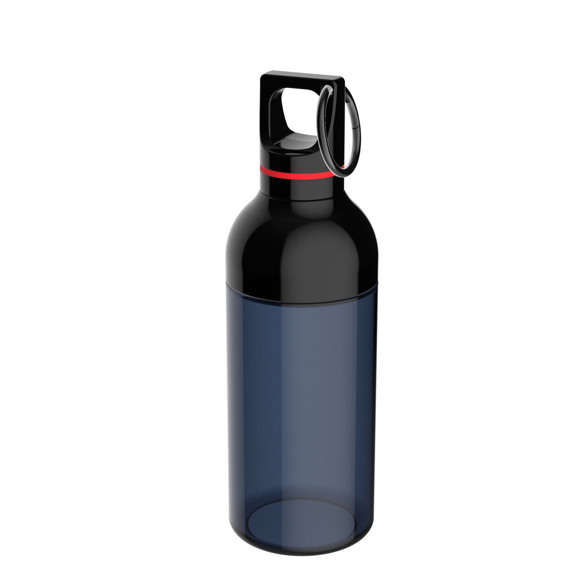 Flasche: blau, Ring: rot