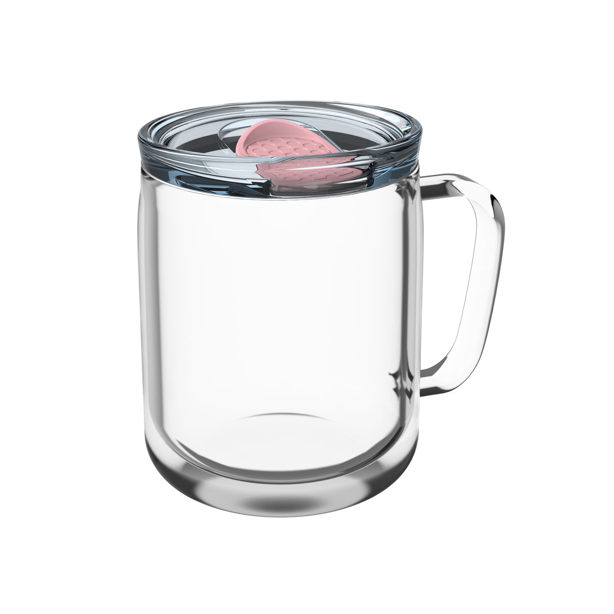 Becher: transparent, Deckel: hellmagenta