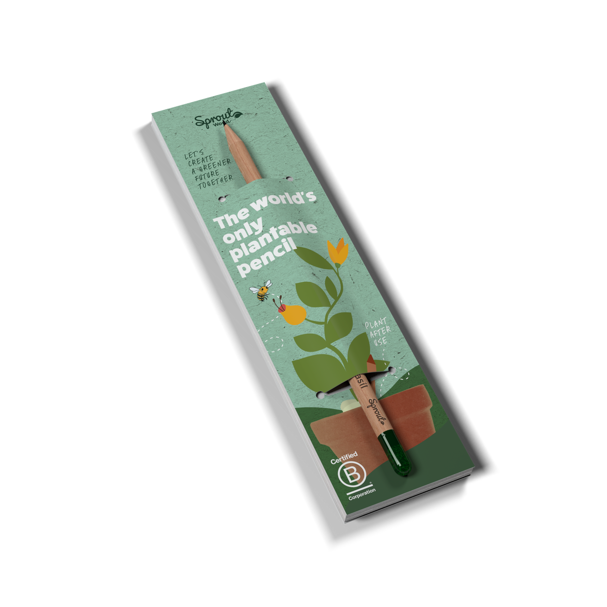 Buntstift mit Samen und Notizblock