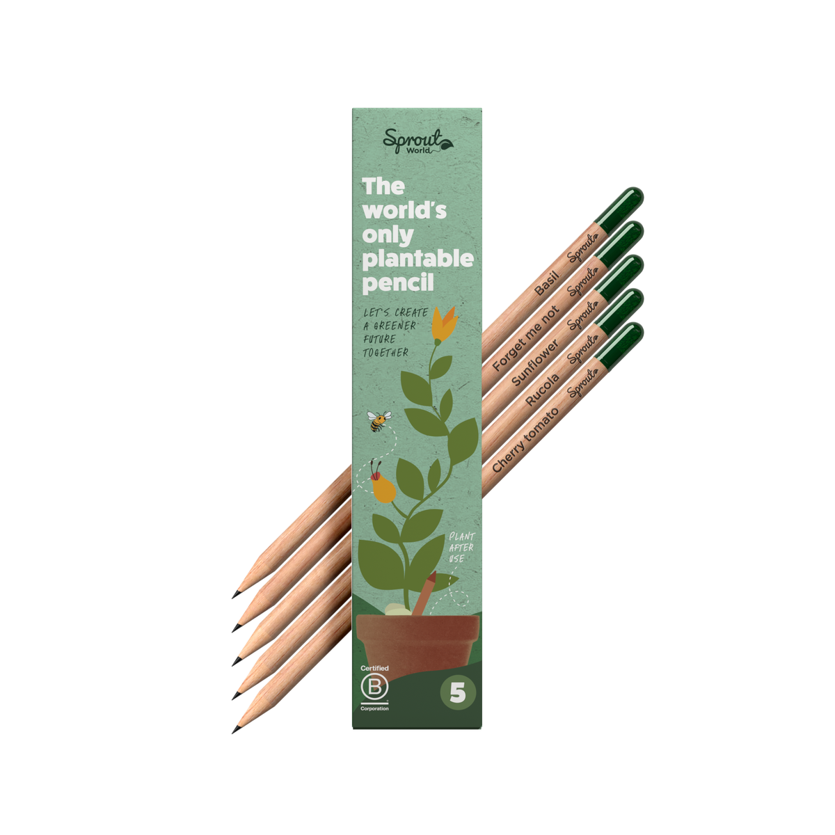 Sprout 5er Bleistift mit Samen in Papierbox