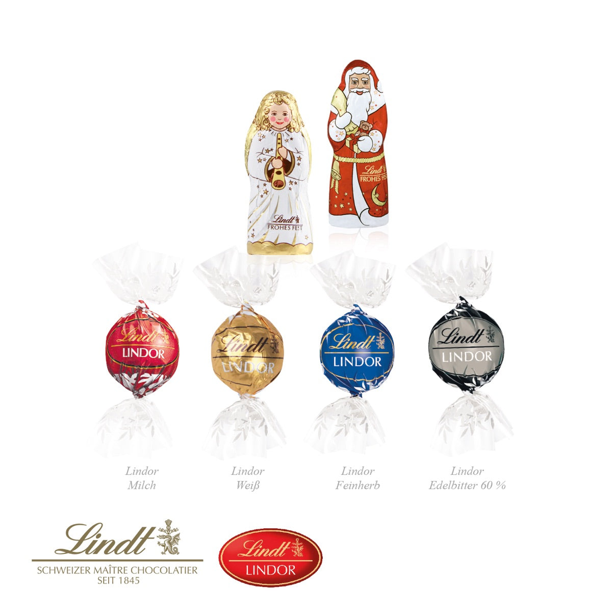 Füllung aus Lindor Pralinés mit Lindt Weihnachtsmann und Engel