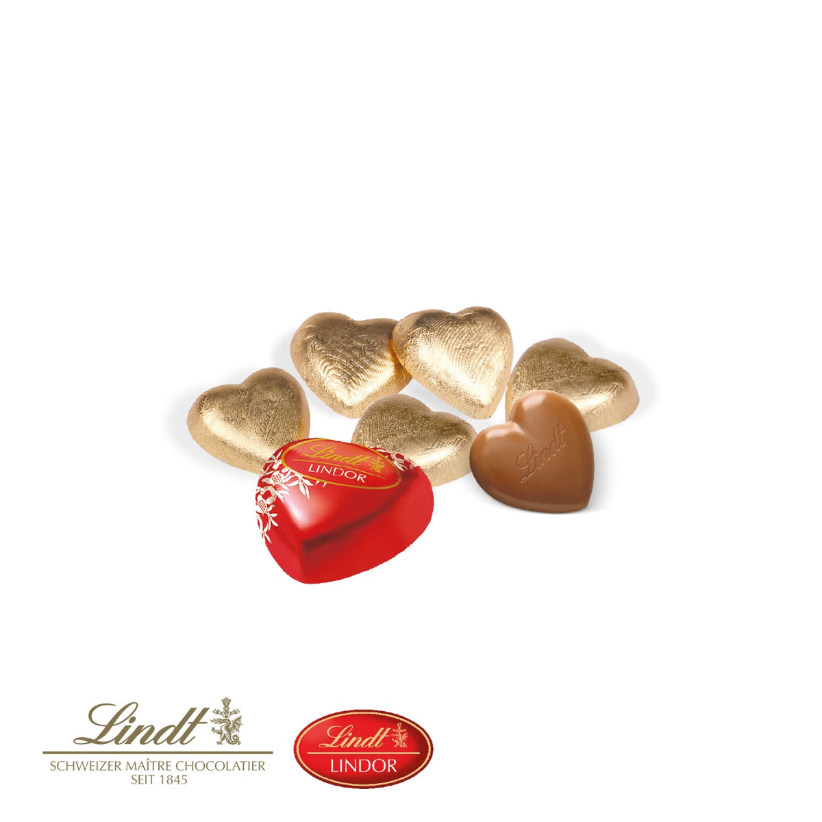 Blick auf die Schokoladenherzen von Lindt im geöffneten Adventskalender