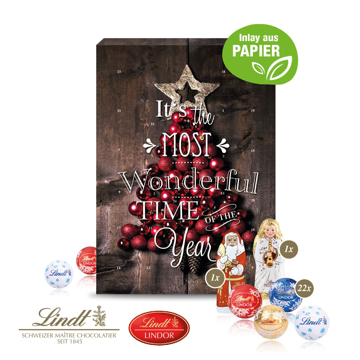 Adventskalender im Hochformat mit vollflächigem Werbedruck