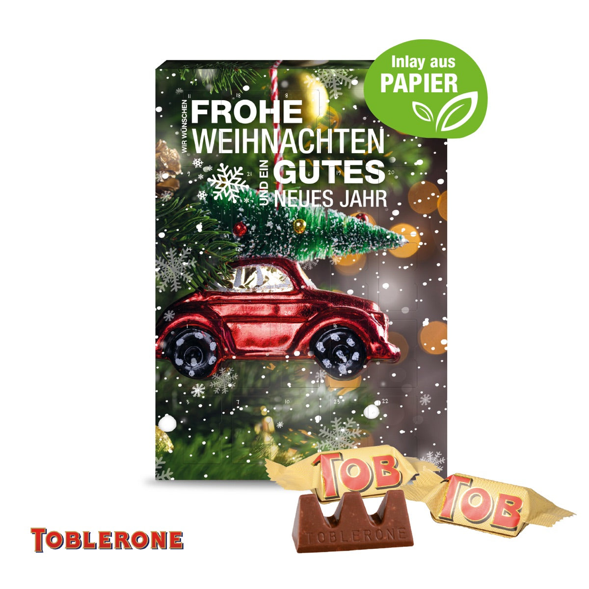 Adventskalender mit rundum bedruckter Hülle und Firmenmotiv
