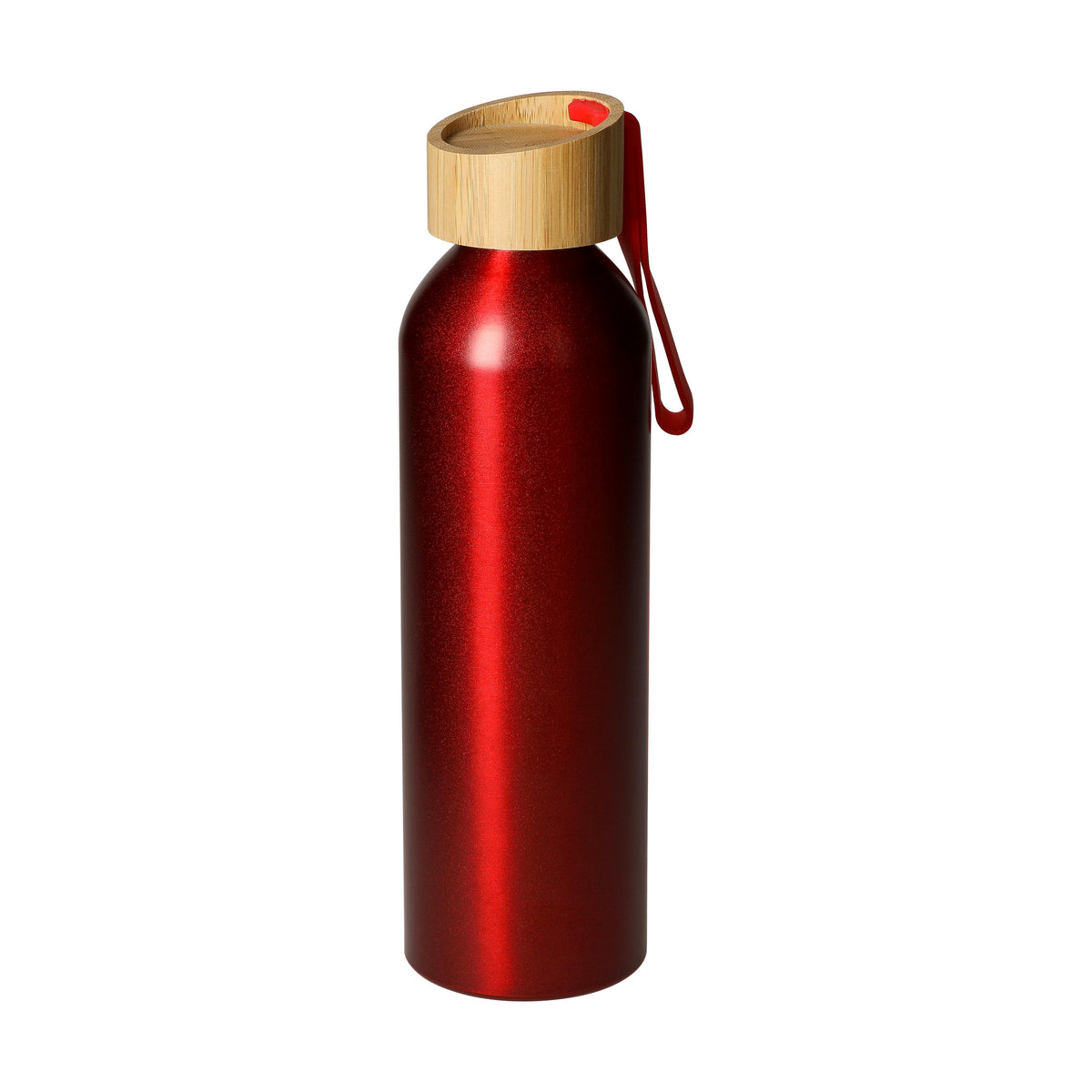 Aluminiumflasche „Bamboo“ 0,6 l – Rot / Natur