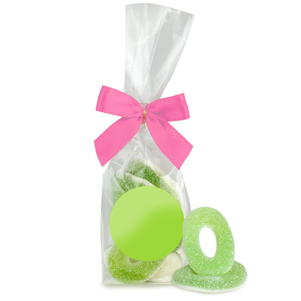Apfelringe im Flachbeutel 80 g mit Logo – Beispielmotiv