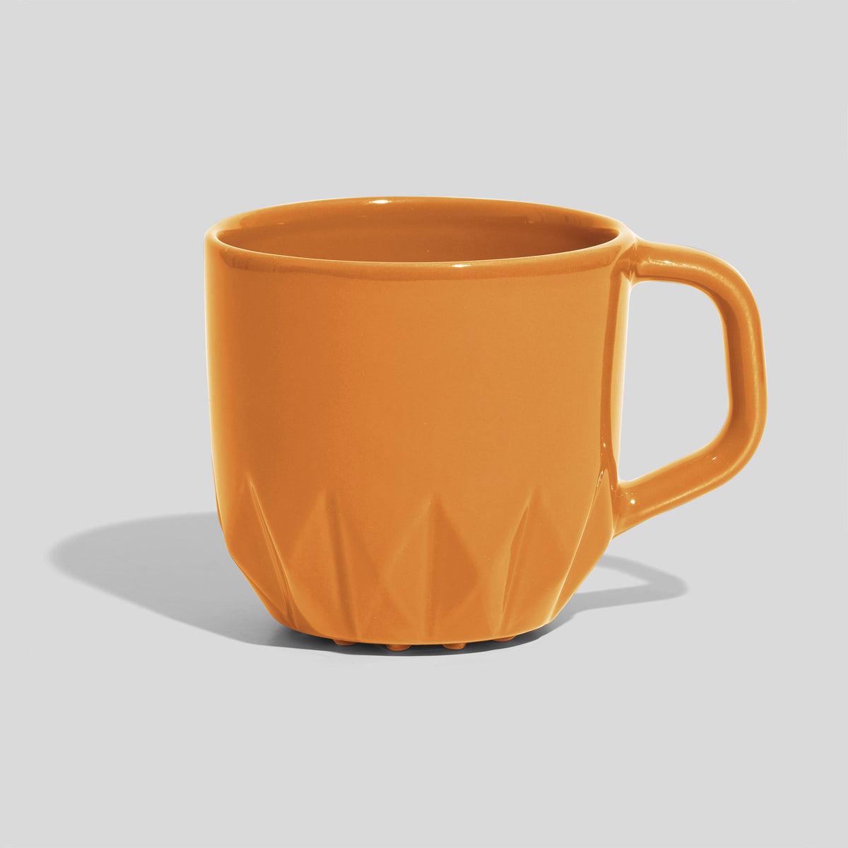 Bauchige Keramiktasse 320 ml mit Kristallrelief – Senfgelb