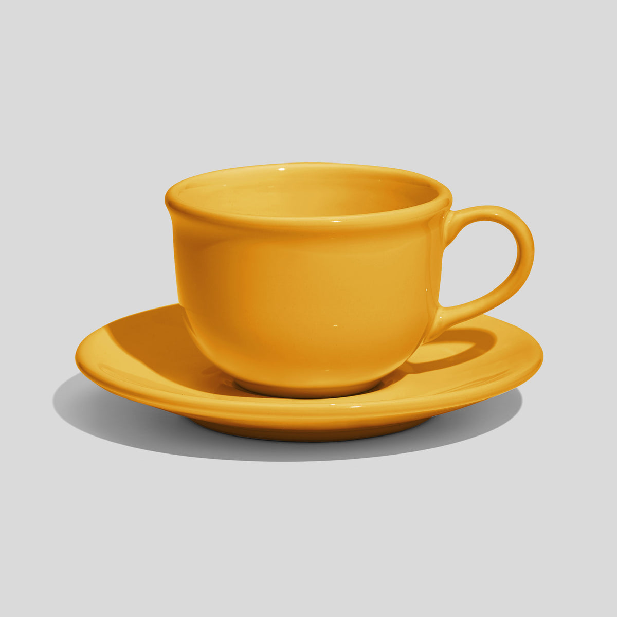 Bauchige Tasse mit Rundhenkel und Untertasse 220 ml – Gelb