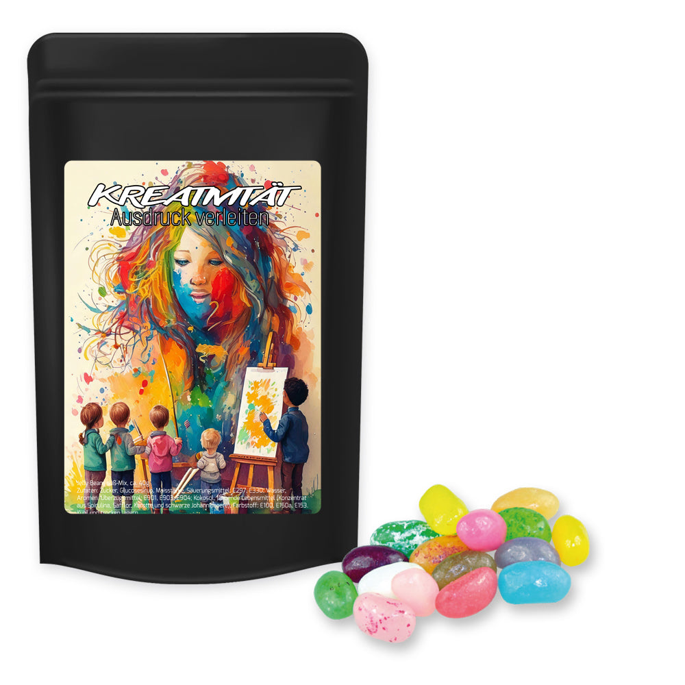 Bonbonmischungen im schwarzen Standbeutel Midi – Jelly Beans süß Mix, ca. 100 g