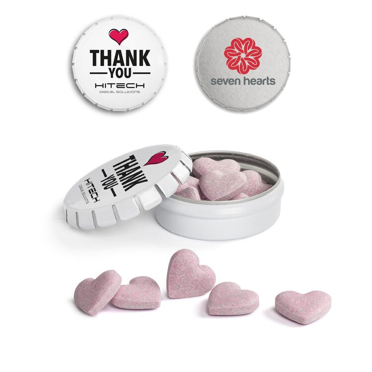 Mini Clic Clac Box mit Brauseherzen und bedrucktem Deckel